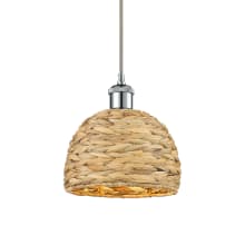 Woven Rattan 8" Wide Mini Pendant with Shade