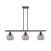 Athens Deco Swirl 3 Light 36" Wide Linear Chandelier with 6" Wide Shades