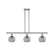 Athens Deco Swirl 3 Light 36" Wide Linear Chandelier with 6" Wide Shades