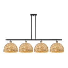 Woven Rattan 4 Light 50" Wide Linear Pendant