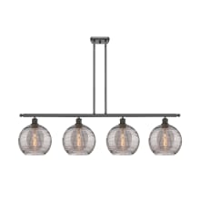 Athens Deco Swirl 4 Light 48" Wide Linear Chandelier with 10" Wide Shades
