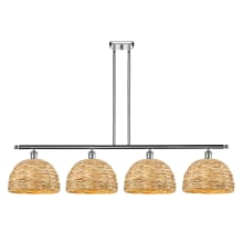 Woven Rattan 4 Light 50" Wide Linear Pendant