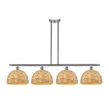 Woven Rattan 4 Light 50" Wide Linear Pendant