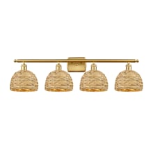 Woven Rattan 4 Light 38" Wide Vanity Light