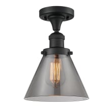 Large Cone 8" Wide Semi-Flush Ceiling Fixture