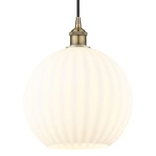 White Venetian 12" Wide Cord-Hung Pendant