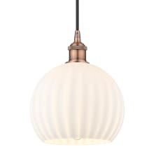 White Venetian 10" Wide Cord-Hung Mini Pendant