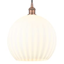 White Venetian 14" Wide Cord-Hung Pendant