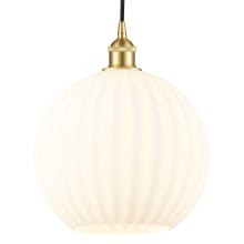 White Venetian 12" Wide Cord-Hung Pendant