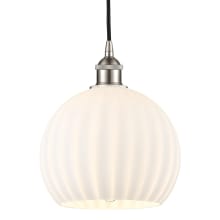 White Venetian 10" Wide Cord-Hung Mini Pendant