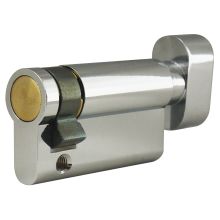 European Mortise Thumbturn Only Cylinder for 2-3/4 to 3 Inch Thick Doors with 3/8 Inch Outside and 2 Inch Inside Bolt Measurements