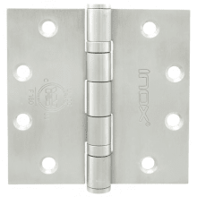 HG Series Stainless Steel 4-1/2" x 4" Ball Bearing Square Corner Mortise Door Hinge with Non Removable Pin - Single Hinge