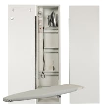 Electric Ironing Center - 15" Wide Built In Swiveling 46" Ironing Board with Light and Timer - Left Hinged Door