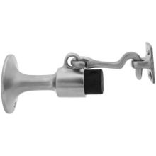 Cast Brass or Aluminum Wall Door Stop with Manual Hold-Open Hook 5 3/4" Engaged Projection