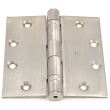 Commercial Series 4-1/2 Inch x 4-1/2 Inch Ball Bearing Square Corner Mortise Hinge with Removable Pin - Single Hinge
