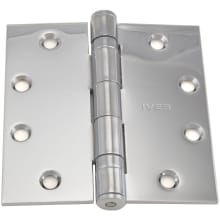 Commercial Series 4-1/2 Inch x 4-1/2 Inch Ball Bearing Square Corner Mortise Hinge with Removable Pin - Single Hinge
