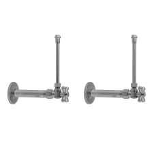 Quarter Turn Angle Pattern 1/2" IPS x 3/8" O.D. Faucet Supply Kit with Standard Cross Handle, 20" Supply Tubes, and Escutcheons