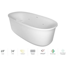 Arga 69" Free Standing Acrylic Swirlpool™ Experience Tub with Center Drain, Drain Assembly and Overflow