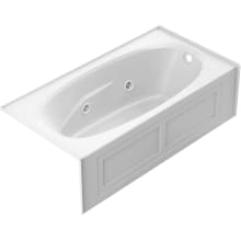 Amiga 72" Three Wall Alcove Acrylic Whirlpool Tub with Right Drain and Overflow