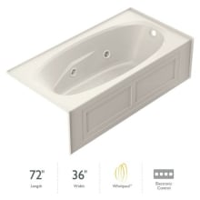 72" x 36" Amiga&reg; Three Wall Alcove Comfort Whirlpool Bathtub with 8 Jets, Basic Controls, Heater, Right Drain and Left Pump