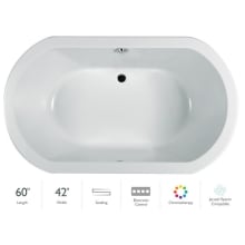 Anza 60" Soaking Bathtub for Drop In Installation with Center Drain and Chromatherapy Technology