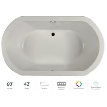 Anza 60" Soaking Bathtub for Drop In Installation with Center Drain and Chromatherapy Technology