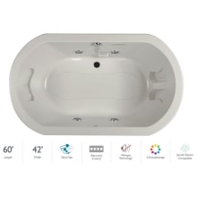 Anza 60" Salon Spa Bathtub Dual Installation - Drop In & Undermount with Center Drain and Chromatherapy / Whisper Technology™ - Luxury Controls