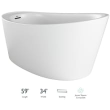 Bria 59" Free Standing Acrylic Soaking Tub with Reversible Drain, Drain Assembly, and Overflow
