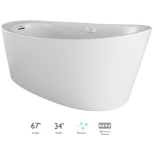 Bria 67" Free Standing Acrylic Air Tub with Reversible Drain, Drain Assembly, and Overflow