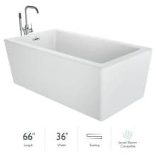 Bianca 66" Free Standing Acrylic Soaking Tub with Reversible Drain and Overflow - Includes Floor Mounted Tub Filler with Hand Shower