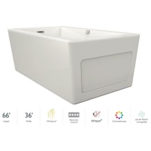 Bianca 66" Freestanding Whirlpool Bathtub with Reversible Drain and Chromatherapy