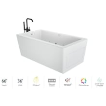 Bianca 66" Free Standing Acrylic Whirlpool Tub with Reversible Drain and Overflow - Includes Floor Mounted Tub Filler with Hand Shower