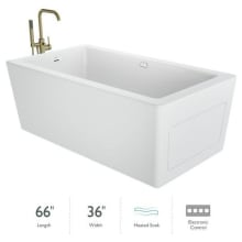 Bianca 66" Free Standing Acrylic Soaking Tub with Reversible Drain and Overflow - Includes Floor Mounted Tub Filler with Hand Shower