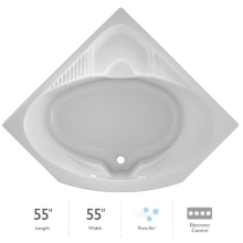 55" x 55" x 20-1/4" Capella Comfort Corner Drop In Pure Air® Bathtub with Center Drain