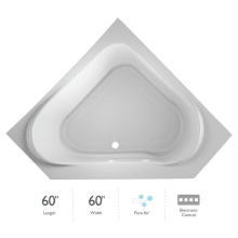 60" x 60" x 20-1/2" Capella Comfort Corner Drop In Pure Air® Bathtub with Center Drain