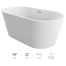 Celeste 59 Inch Soaking Bathtub for Freestanding Installations with Center Drain Placement