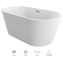 Celeste 59 Inch Soaking Bathtub for Freestanding Installations with Center Drain Placement