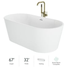 Celeste 67" Free Standing Acrylic Soaking Tub with Center Drain, Drain Assembly and Overflow - Includes Floor Mounted Tub Filler with Hand Shower