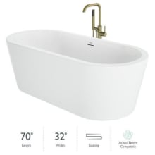 Celeste 70" Free Standing Acrylic Soaking Tub with Center Drain, Drain Assembly and Overflow - Includes Floor Mounted Tub Filler with Hand Shower