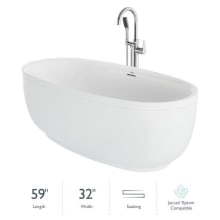 Cosi 67" Free Standing Acrylic Soaking Tub with Center Drain, Drain Assembly and Overflow - Includes Tub Faucet