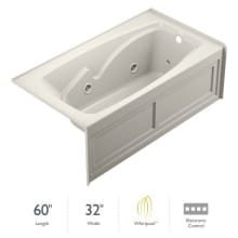 Cetra 60" Whirlpool Alcove Bathtub with Right Drain and Basic Controls