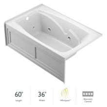 Cetra 60" Three Wall Alcove Acrylic Whirlpool Tub with Left Drain and Overflow