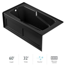 60" x 32" Cetra® Three Wall Alcove Comfort Air Bathtub with Basic Controls, Left Drain and Right Pump and Tub Skirt