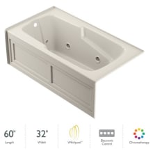 60" x 32" Cetra® Three Wall Alcove Comfort Whirlpool Bathtub with 8 Jets, Basic Controls, Heater, Chromatherapy, Left Drain and Right Pump