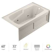 60" x 32" Cetra&reg; Three Wall Alcove Comfort Whirlpool Bathtub with 8 Jets, Basic Controls, Heater, Chromatherapy, Right Drain and Left Pump