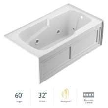 60" x 32" Cetra® Three Wall Alcove Comfort Whirlpool Bathtub with 8 Jets, Basic Controls, Heater, Right Drain and Left Pump