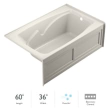 Cetra 60" Pure Air Alcove Bathtub with Right Drain and Basic Controls