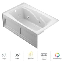 60" x 36" Cetra® Three Wall Alcove Comfort Whirlpool Bathtub with 8 Jets, Basic Controls, Chromatherapy, Heater, Left Drain and Right Pump