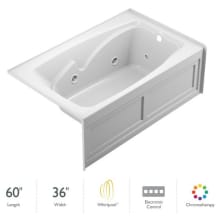 60" x 36" Cetra® Three Wall Alcove Comfort Whirlpool Bathtub with 8 Jets, Basic Controls, Chromatherapy, Heater, Right Drain and Left Pump