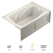 60" x 36" Cetra® Three Wall Alcove Comfort Whirlpool Bathtub with 8 Jets, Basic Controls, Heater, Right Drain and Left Pump